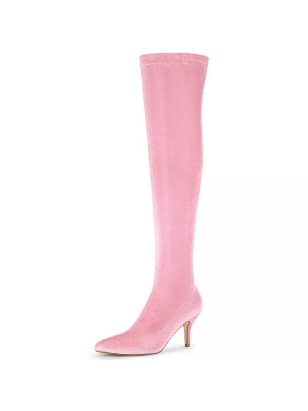 Perphy Pink Faux Velvet Over the Knee Stiletto Heel Boots - Women's Size 8